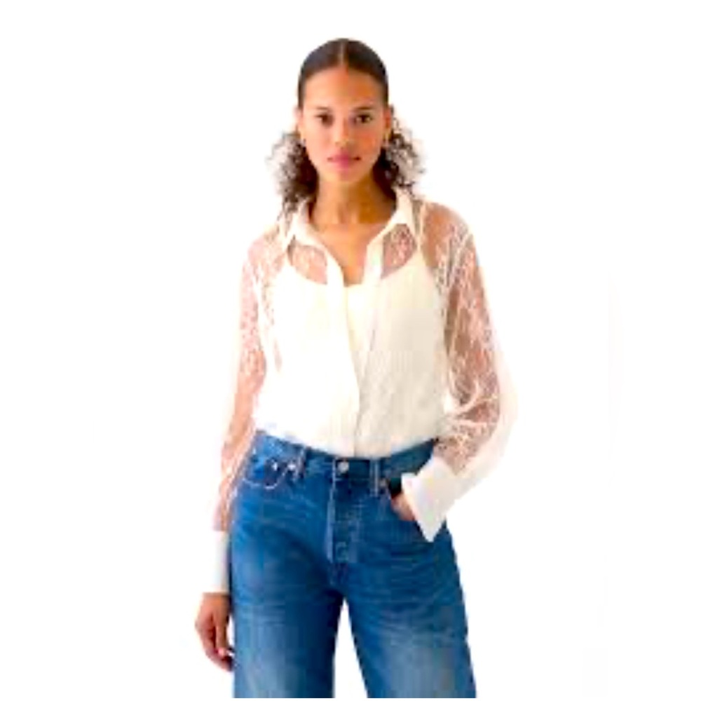 NEW Gap Sheer Lace classic blouse Size small